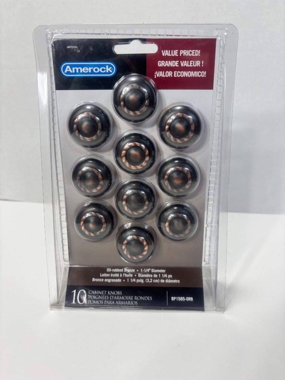 Amerock 10-Pack Oil-Rubbed Bronze Cabinet Knobs 1-1/4" Diameter Easy To Install